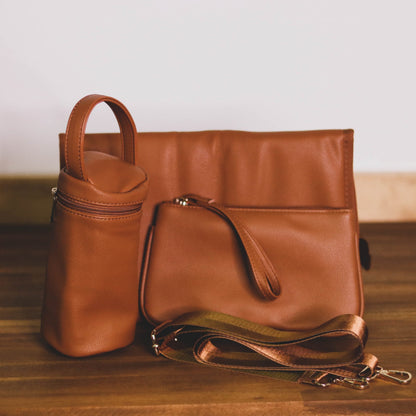 Nappy Bag Backpack Faux Leather Brown