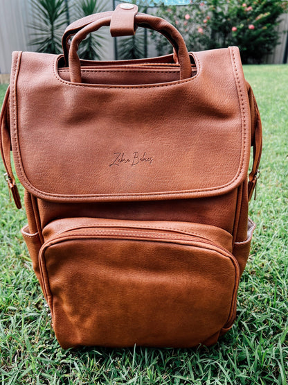Nappy Bag Backpack Faux Leather Smart Black