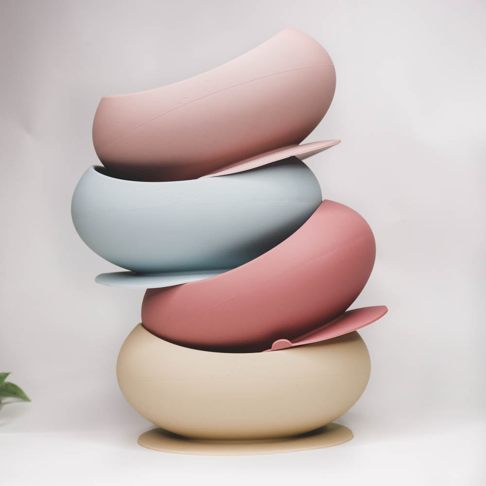 Silicone suction bowl oval suction bowl with curve lip snail bowl baby silicone tableware