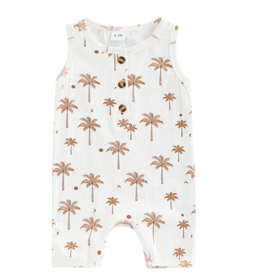 Palm Romper Introducing our baby romper with a neutral palm print