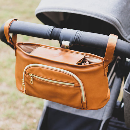 Pram Caddy Organiser Faux Leather - Tan
