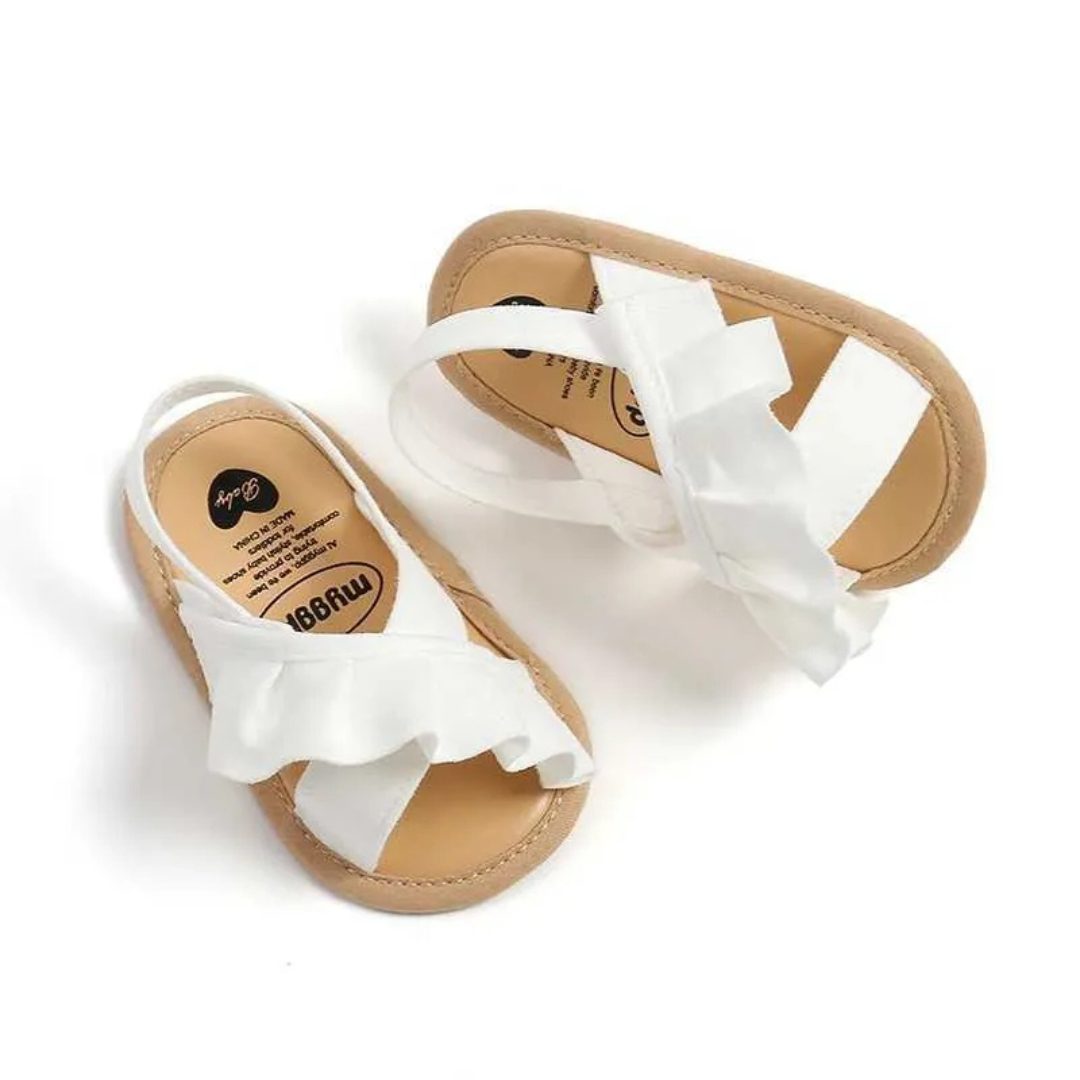 Rosalie Ruffle Baby Shoes White