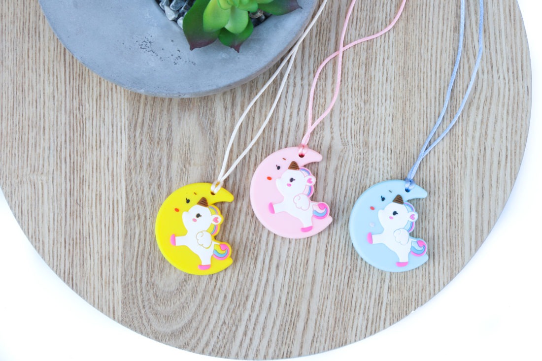 Sensory necklace Junior Silicone Necklace Unicorn Moon Pendant