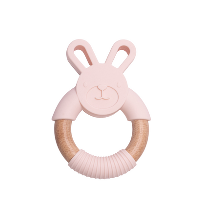 silicone bunny teether rabbit wood bunny rabbit teether teething toy
