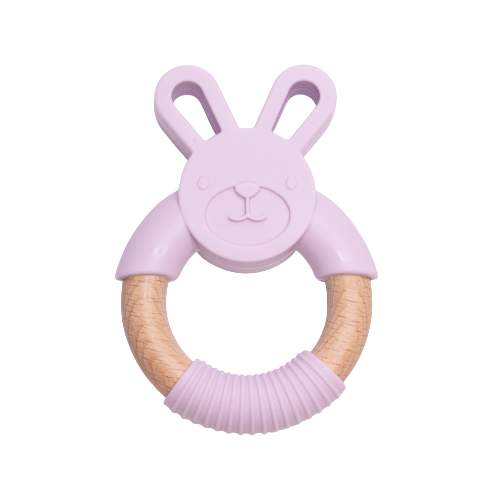 silicone bunny teether rabbit wood bunny rabbit teether teething toy