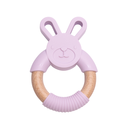 silicone bunny teether rabbit wood bunny rabbit teether teething toy