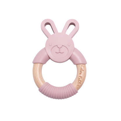 silicone bunny teether rabbit wood bunny rabbit teether teething toy