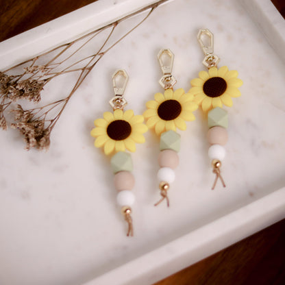 Silicone Bead Keychain - Sunflower & Sage