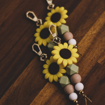 Silicone Bead Keychain - Sunflower & Sage