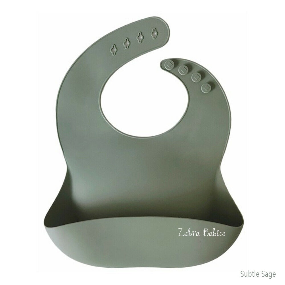 Silicone Bib Scoop Catch Bibs Subtle Sage