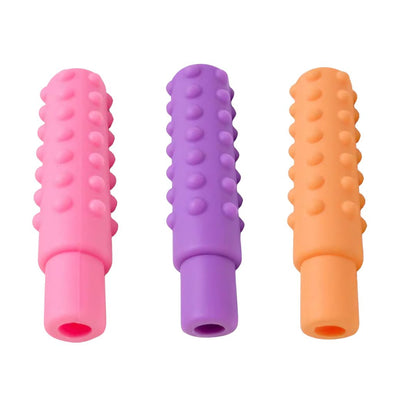 Silicone Sensory Pencil Toppers - Value 3 pack - Bubble - Pink Purple Orange