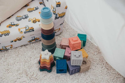 Silicone Stacking Blocks Soft Building Blocks Set of 12 Muted Tones