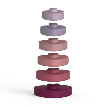 Silicone stacking tower teething toy - Heart star stacking shape toy