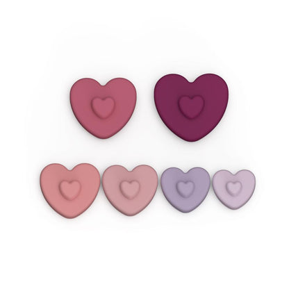 Silicone stacking tower teething toy - Heart star stacking shape toy