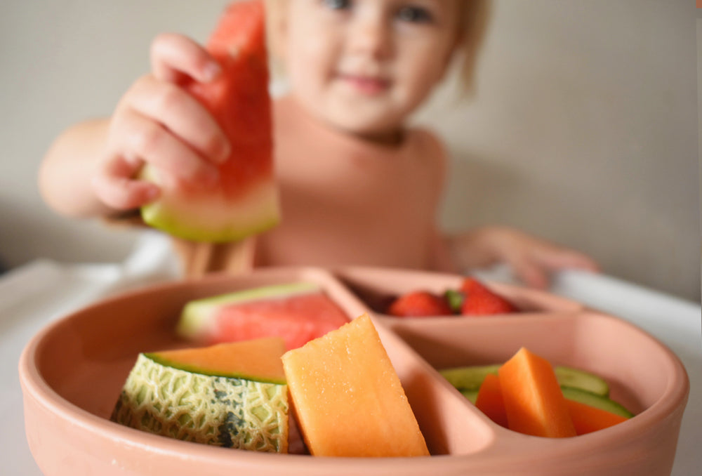 Silicone suction plate with divider Sea Glass