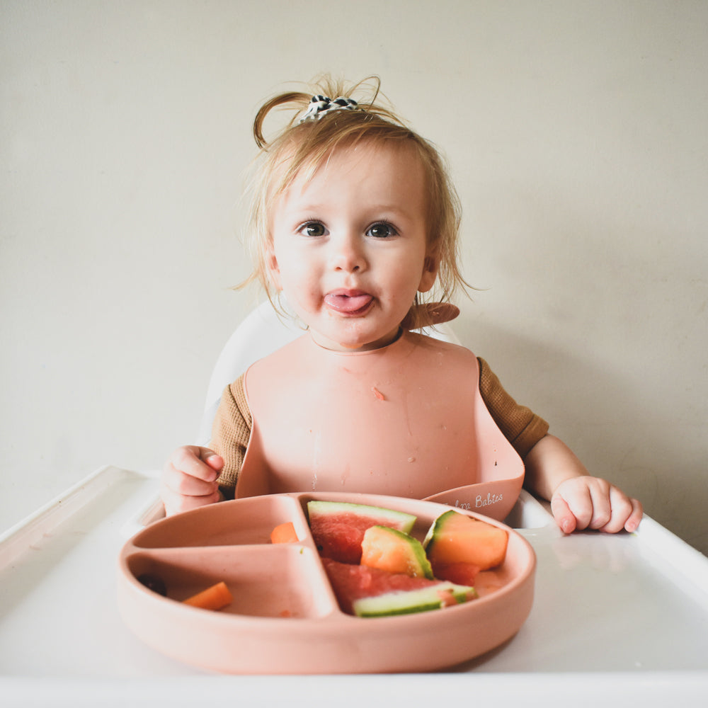 Silicone suction plate with divider Sea Glass