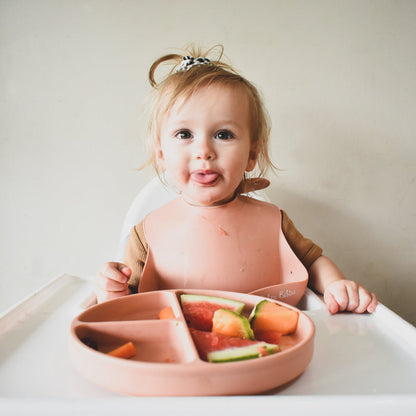 Silicone suction plate with divider Sea Glass