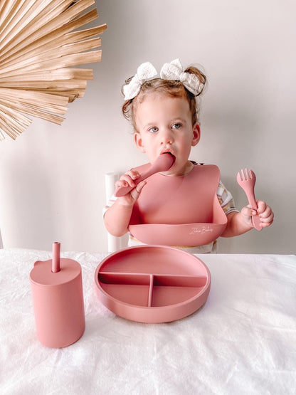silicone baby feeding set with suction plate suction bowl silicone scoop bib and sippy cup