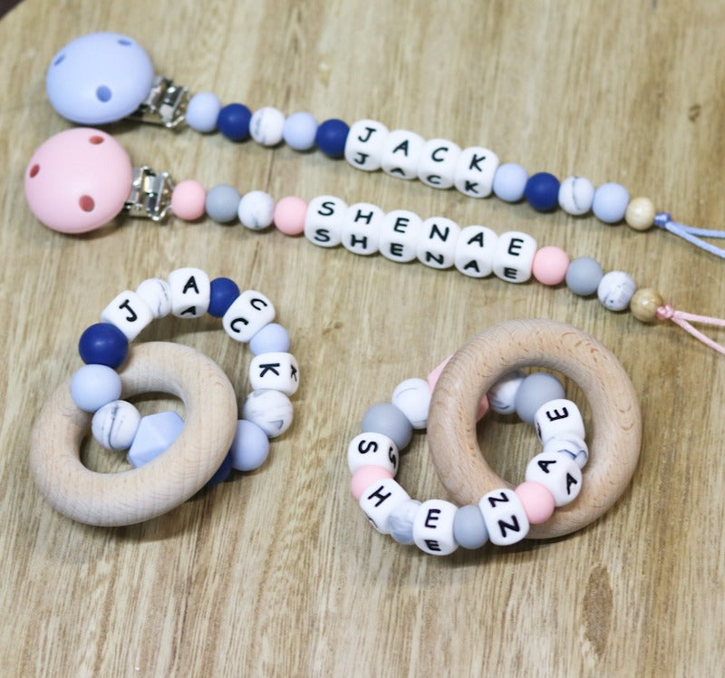 Silicone Wood Teether Personalised teething ring