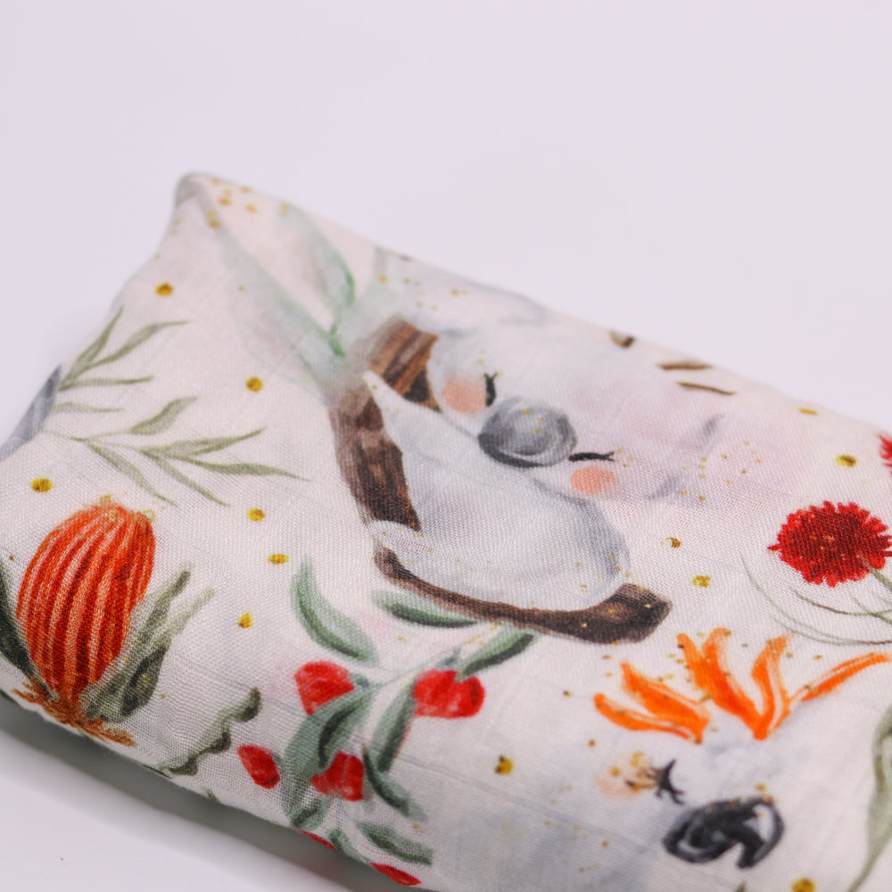 Swaddle Blankets Bamboo Cotton - Australiana baby blanket Australia animals newborn receiving blanket