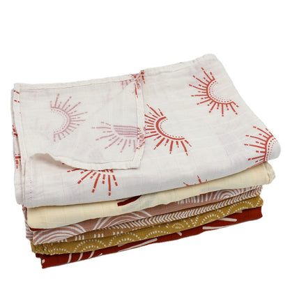 Swaddle blanket Swaddle Baby Blankets Bamboo Cotton 120cm x 120cm Soft to touch and gentle against the skin, our muslin cotton blankets are ideal for swaddling, use as a pram cover, nursing cover, burp cloth or play mat. Measuring 120cm x 120cm and made from organic bamboo cotton muslin, these swaddles are breathable and their generous size makes swaddling easy.