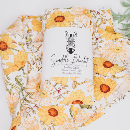 Swaddle Blankets Bamboo Cotton - Daisy