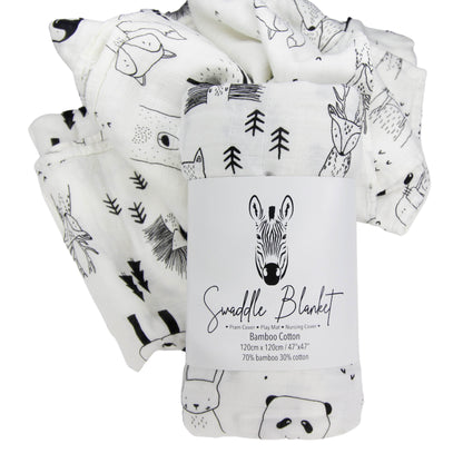Swaddle Blankets Bamboo Cotton 120cm x 120cm Soft to touch and gentle against the skin. Our muslin cotton blankets are ideal for swaddling, use as a pram cover, nursing cover, burp cloth or play mat. Measuring 120cm x 120cm and made from organic bamboo cotton muslin, these swaddles are breathable and their generous size makes swaddling easy.