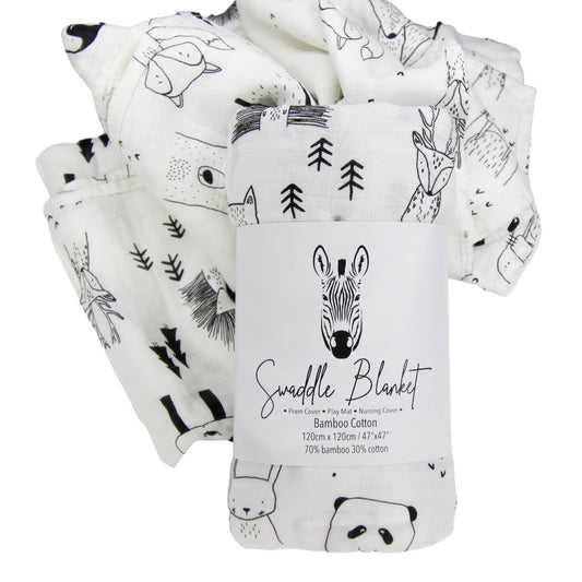 Swaddle Blankets Bamboo Cotton 120cm x 120cm Soft to touch and gentle against the skin. Our muslin cotton blankets are ideal for swaddling, use as a pram cover, nursing cover, burp cloth or play mat. Measuring 120cm x 120cm and made from organic bamboo cotton muslin, these swaddles are breathable and their generous size makes swaddling easy.