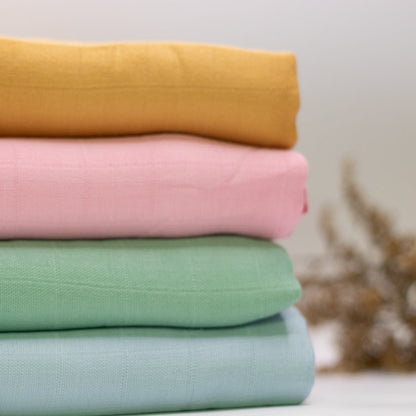 Swaddle blanket Swaddle Baby Blankets Bamboo Cotton 120cm x 120cm Soft to touch and gentle against the skin, our muslin cotton blankets are ideal for swaddling, use as a pram cover, nursing cover, burp cloth or play mat. Measuring 120cm x 120cm and made from organic bamboo cotton muslin, these swaddles are breathable and their generous size makes swaddling easy.