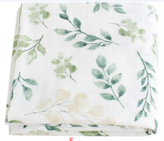 Swaddle Blankets Bamboo Cotton - Water Leaves