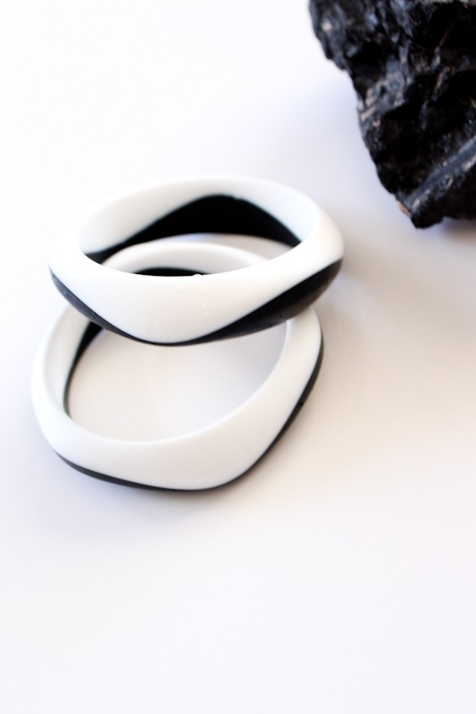 Silicone Bangle Colour Duo - Black and White