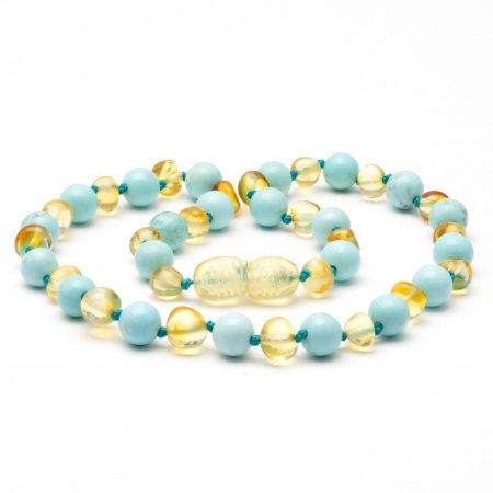 Amber NECKLACE baby Lemon & Turquoise | 32cm