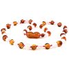 Best Amber NECKLACE, Amber Teething Necklace Baby Cognac and rose quartz 32cm