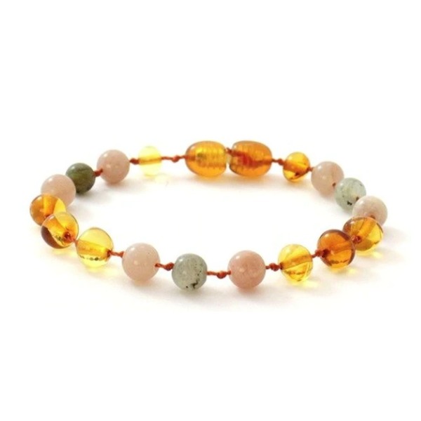 Amber BRACELET Baby Honey, Labradorite & Sunstone | 14cm