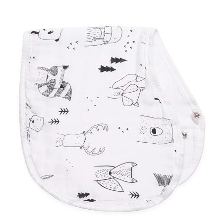 Burp Cloth, Bib Organic Bamboo Cotton - Mono Forrest Friends