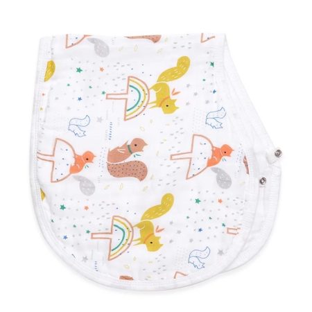 Burp Cloth, Bib Organic Bamboo Cotton - Rainbow Squirrels