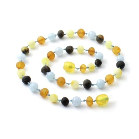 Amber Necklace Multi Raw Aquamarine | 32cm