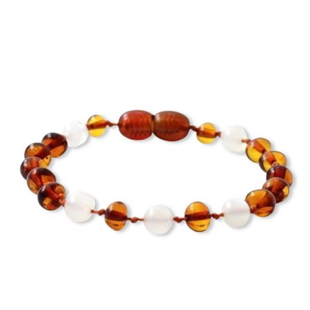 Amber cognac and moonstone bracelet amber teething anklet bracelet