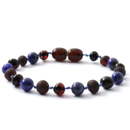 Genuine Baltic Amber bracelet with Gemstones Lapis Lazuli