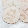 Milestone Discs - I'm New Here to My First wooden wood milestone baby discs