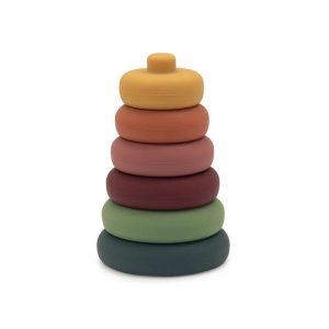 Silicone stacking tower teething toy - Heart star stacking shape toy