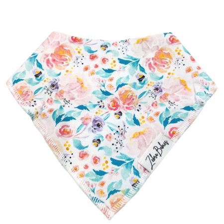 Dribble bib baby bibs white peachy floral design baby bib