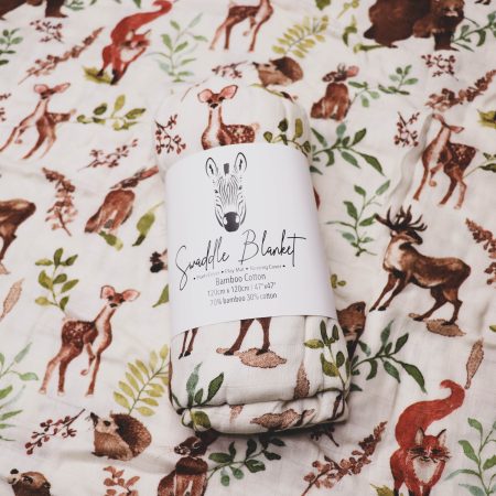 Swaddle Blanket Bamboo Cotton - Forrest Animals