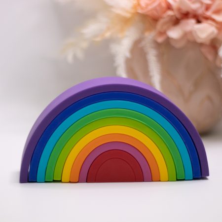 Silicone Rainbow Stacking Toy These silicone rainbows are the perfect toy! From a stacking toy to a teether or even a bath toy. The silicone stacking pieces are made from 100% food grade silicone , they can be used as teether. G