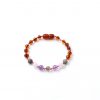 Amber Bracelet Cognac,Rose Quartz, Smoky Quartz, Labradorite and Amethyst | Baby 14cm