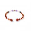 Amber Bracelet Cognac,Rose Quartz, Smoky Quartz, Labradorite and Amethyst | Baby 14cm