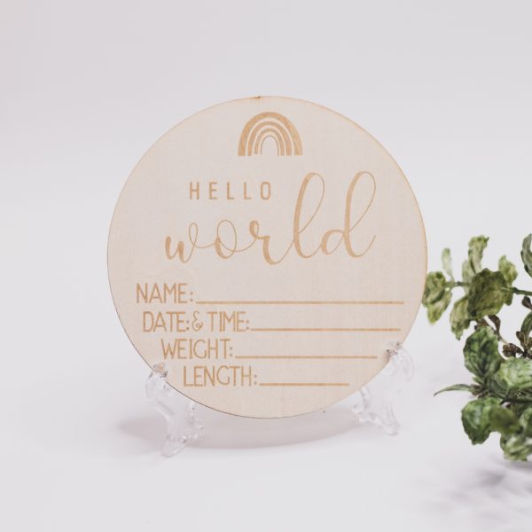 wood birth announcement plaque hello baby wooden birth announcement disc natural nursery