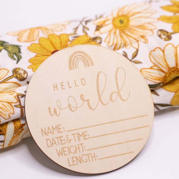 wood birth announcement plaque hello baby wooden birth announcement disc natural nursery