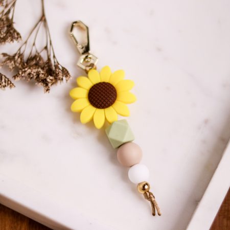 Silicone Bead Keychain - Sunflower & Sage Silicone key chain sunflower