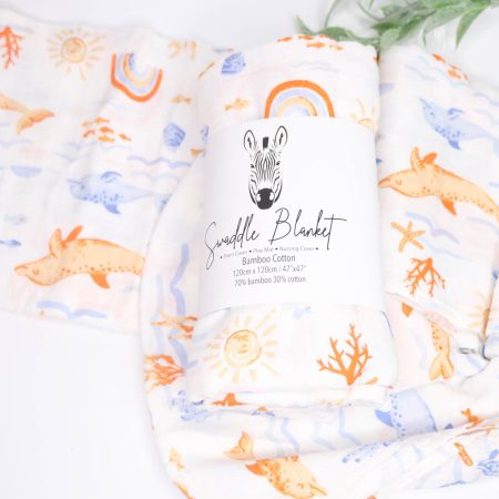 Swaddle Blankets Bamboo Cotton - Under the Sea